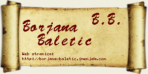 Borjana Baletić vizit kartica